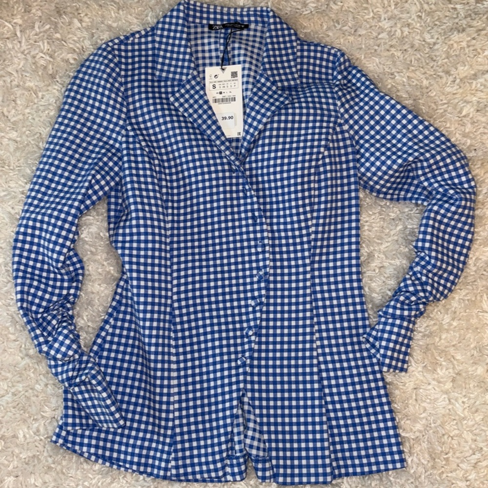 Checkered Blazer Small Fitted Zara NWT
